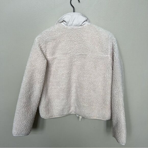 Hollister Cream Sherpa Bomber Jacket Full Zip with Snaps Size XS Off White - Picture 4 of 11